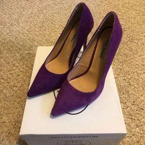 Purple Suede Pointed Toe Pumps (Box Included)
